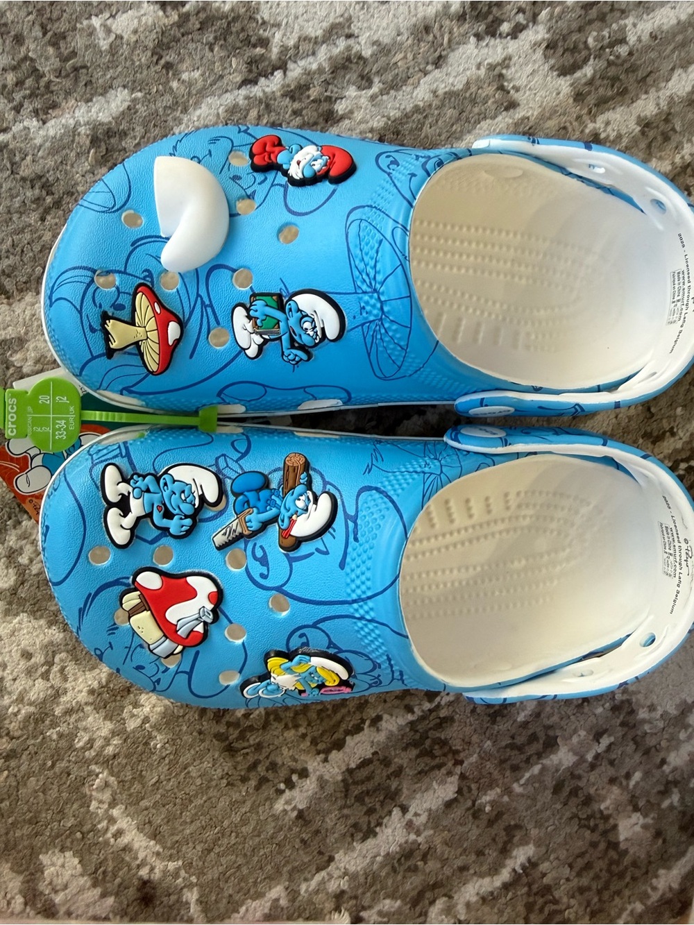 CROCS Blue Classic Clog with Smurfs Jibbitz